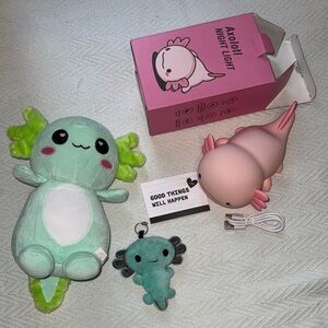 Axolotl Night Light and Plush Set - Pink and Green